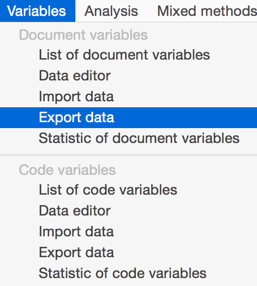 Export data