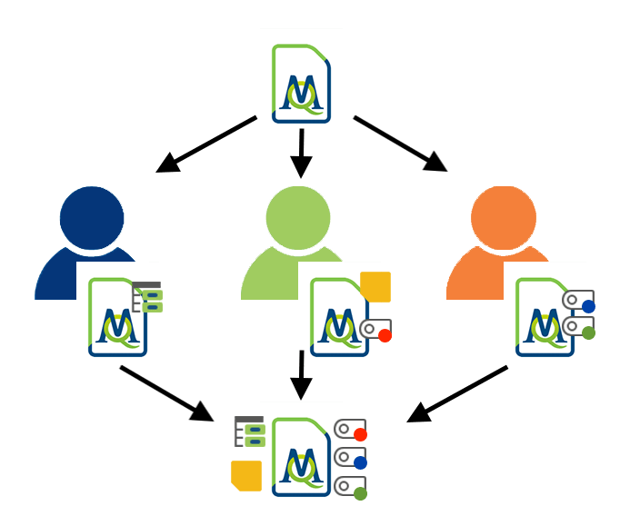 Research team members work in parallel and add data to a MAXQDA 2018 project