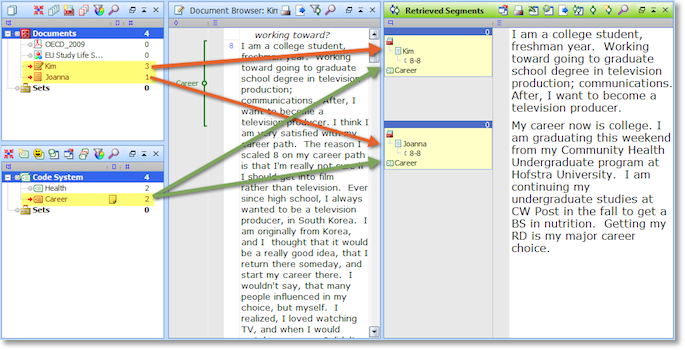 The easy to use interpretation tool 'Simple Retrieval' The MAXQDA interpretation tool 'Simple Retrieval'