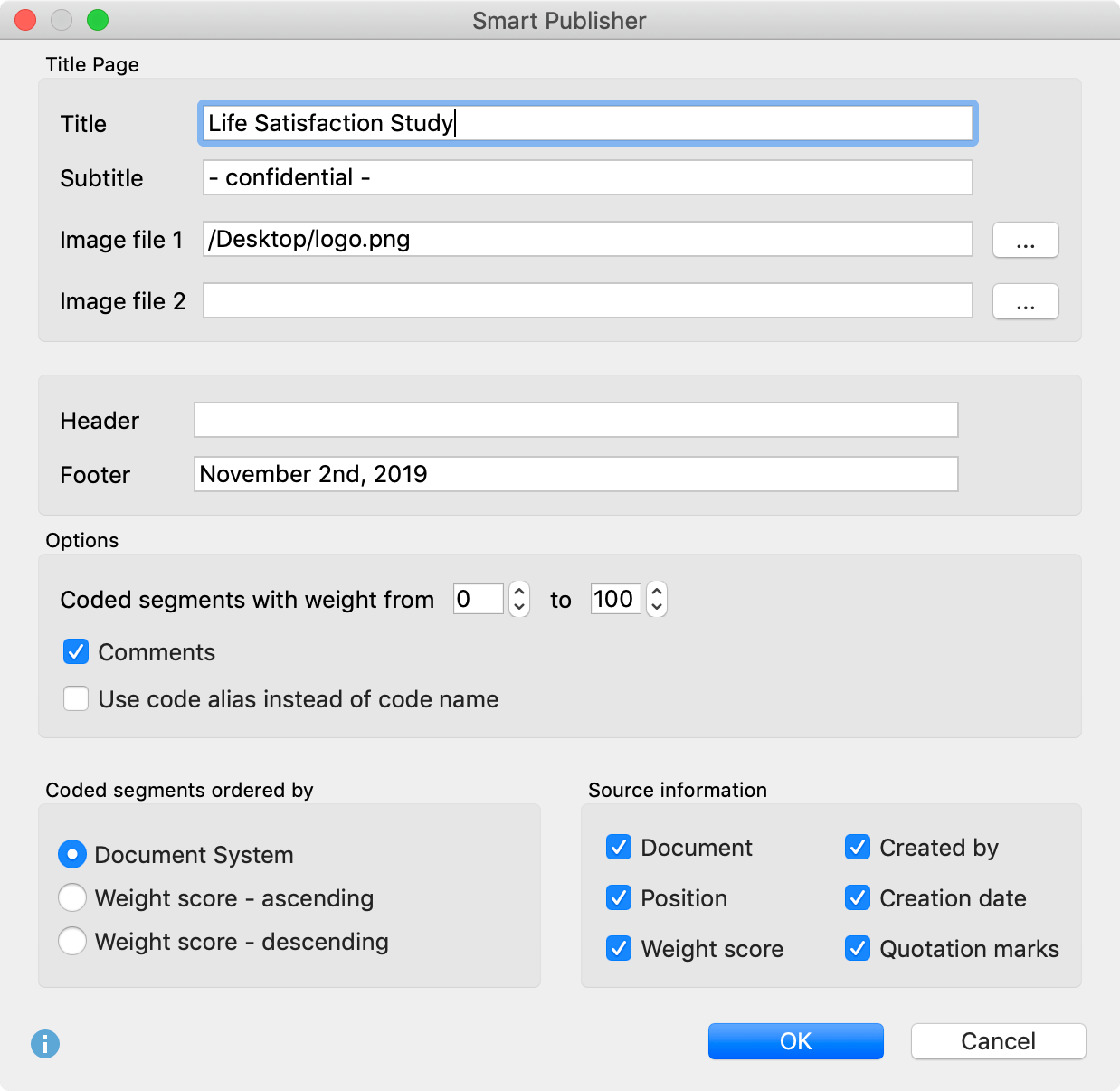 Smart Publisher settings Smart Publisher settings
