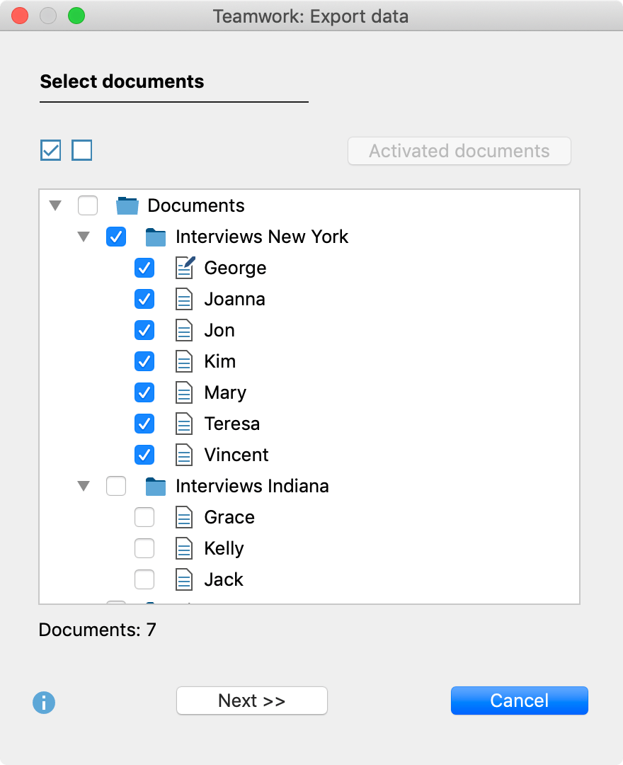 Select documents (left) Select documents (left)