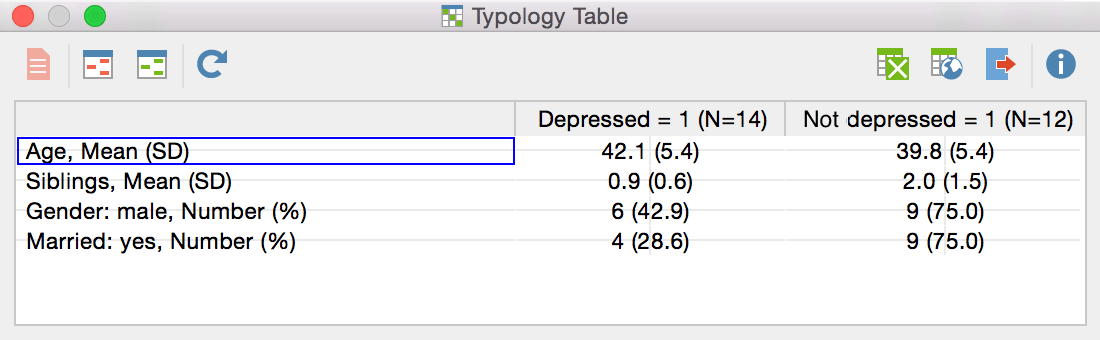 MAXQDA typology table