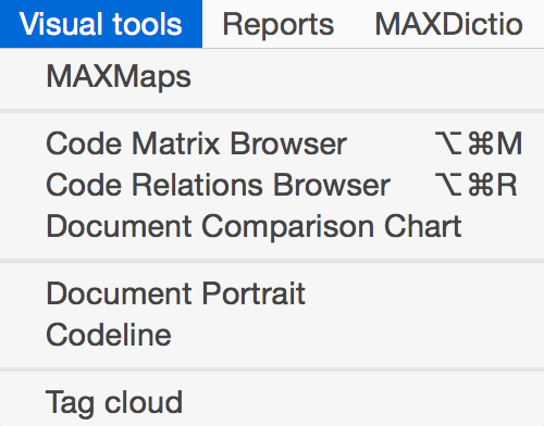 Visual Tools Menu