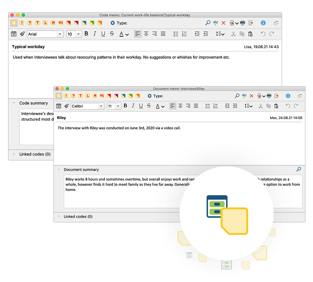 The new Code & Document Summary section in Memos